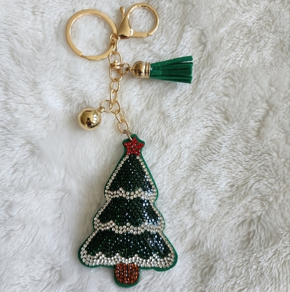 Accessories - Christmas Tree Keychain with Gold Accents